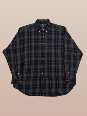Ralph Lauren Dark Green and Purple Plaid Button-Down Shirt